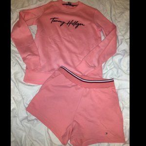 TOMMY HILFIGER Matching Sweatshirt & Short Shorts Set Outfit Womens Size XXS